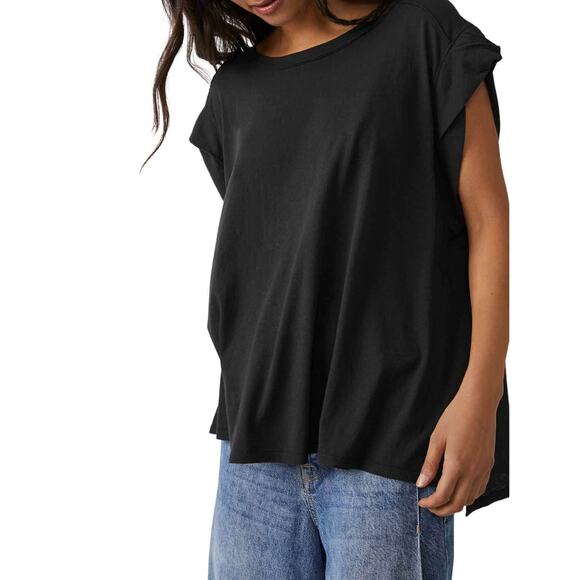 NWOT We the Free / Free People Naomi Tee in Washed Black Size Medium - Picture 1 of 13